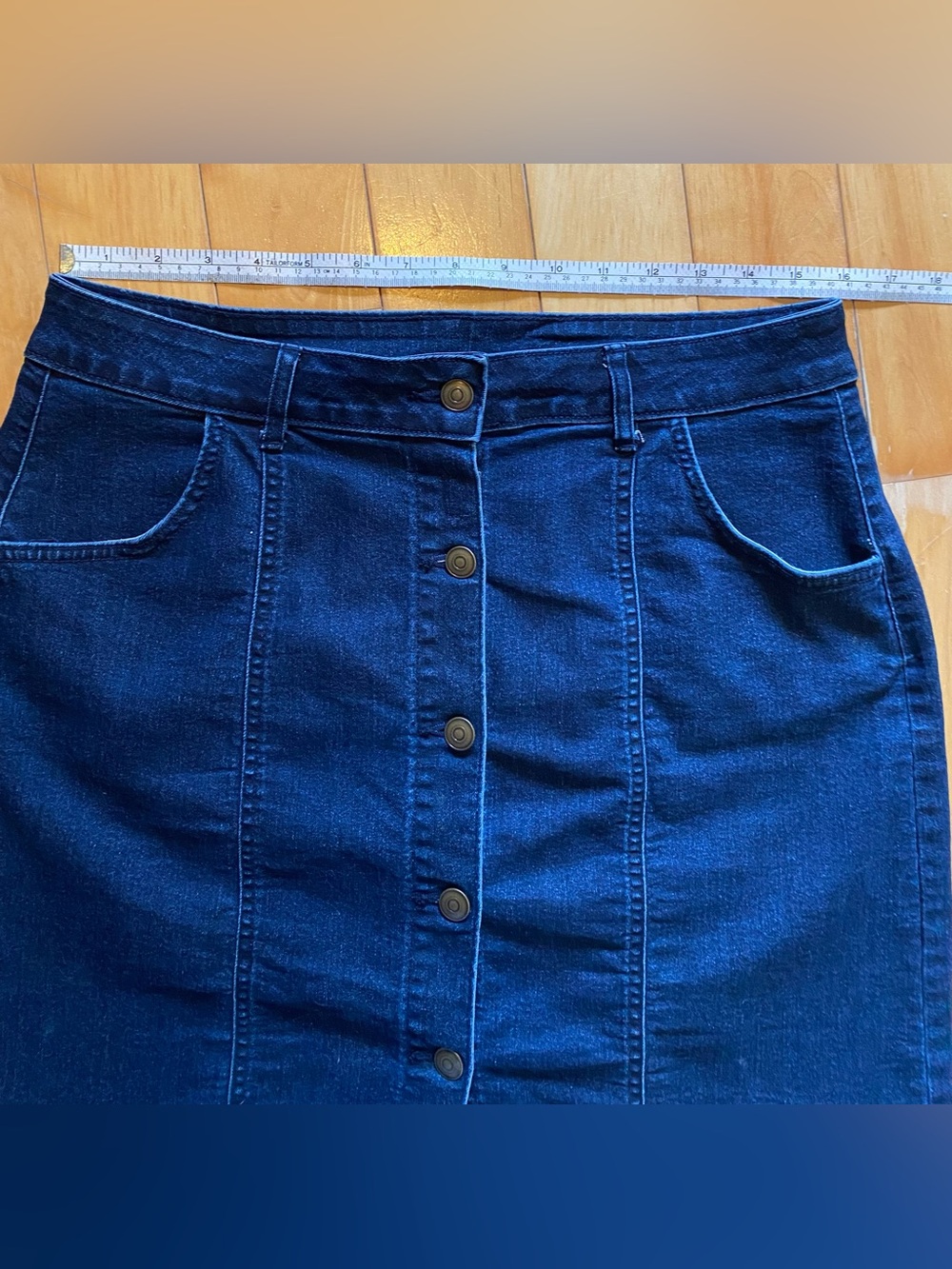 George Dark Blue Button-Front  Denim Skirt - Picture 6 of 7